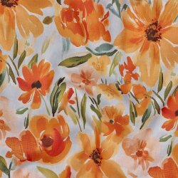Baumwollvoile Digital Blumen - hellblau