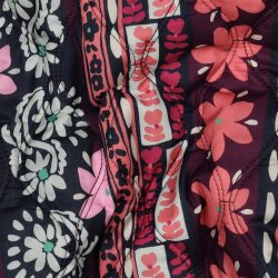Baumwollvoile Steppstoff Digital Blumen in Reihen -...