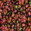 Baumwollvoile Steppstoff Digital orange Blumen - schwarz