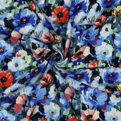 Viskose Popeline Digital Digital Blumen - blau