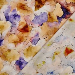 Viskose Popeline Digital Aquarell Ginko - gelb