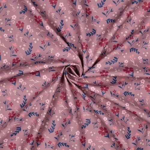 Regenjackenstoff Blumen - altmauve