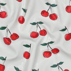Regenjackenstoff Kirschen - weiß