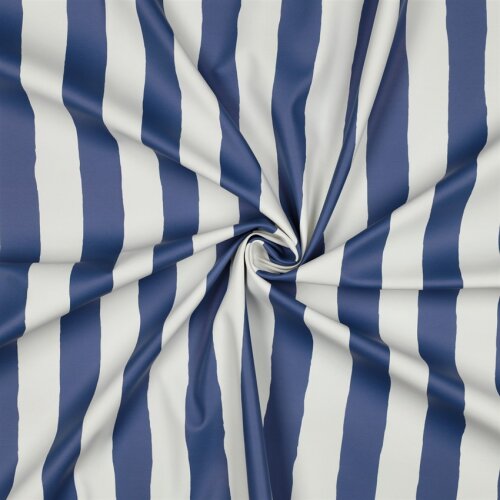 Regenjackenstoff Blockstreifen - jeansblau/weiß
