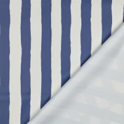 Regenjackenstoff Blockstreifen - jeansblau/weiß