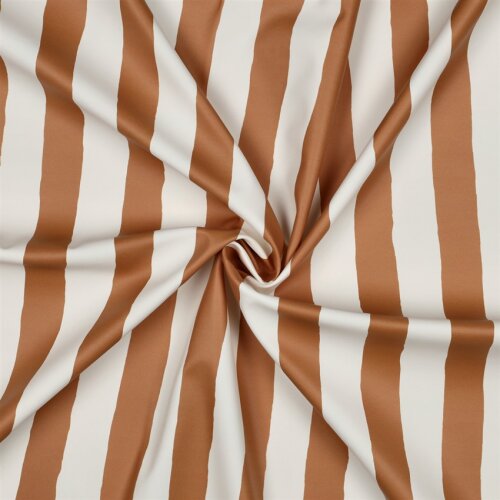 Regenjackenstoff Blockstreifen - kamel/weiß