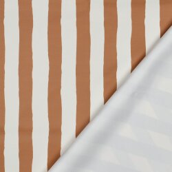 Regenjackenstoff Blockstreifen - kamel/weiß