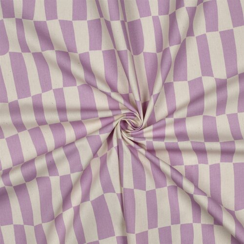 Baumwollpopeline Organic Jennifer Bouron Streifenreihen - natur/hellflieder