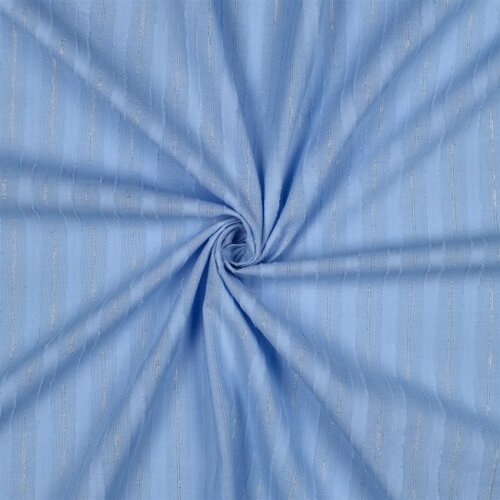 Baumwollvoile Lurex Streifen - hellblau