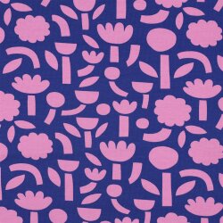 Baumwolljersey Organic Jennifer Bouron Blumen Formen - blau