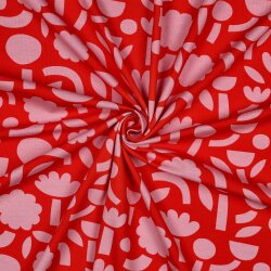 Baumwolljersey Organic Jennifer Bouron Blumen Formen -...