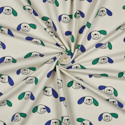 French Terry Organic Jennifer Bouron Hundeköpfe -...