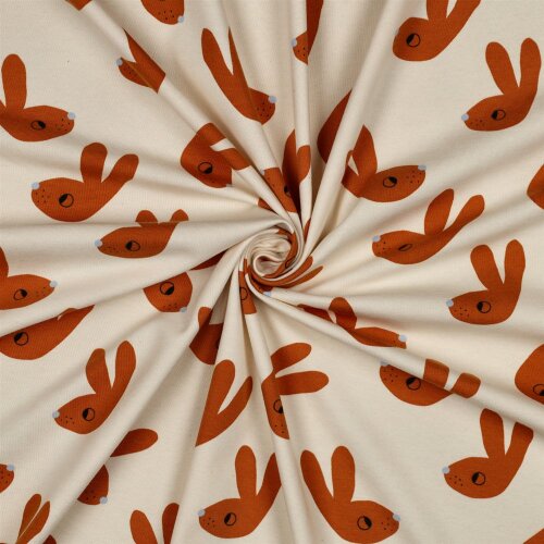 Baumwolljersey Organic Jennifer Bouron Hasenköpfe - natur