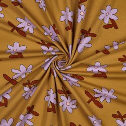 Baumwolljersey Organic Jennifer Bouron Schnittblumen - senf