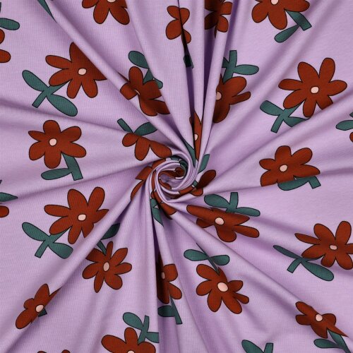 Baumwolljersey Organic Jennifer Bouron Schnittblumen - softlila
