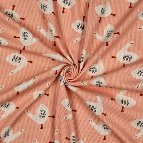 Rippenjersey Organic Jennifer Bouron lustige Gänse - softlachs