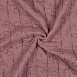 Musselin Gesteppt Kirschen - mauve