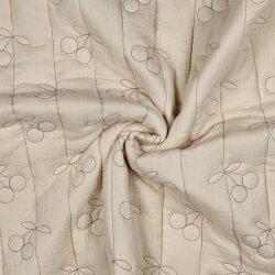 Musselin Gesteppt Kirschen - natur