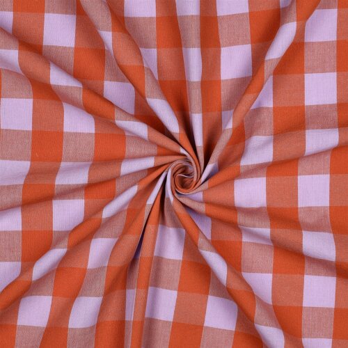 Baumwollpopeline Garngefärbt XXL Karos - helllila/orange