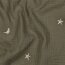 Musselin Bestickt Mond und Sterne - moosgrün