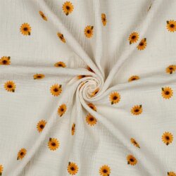 Musselin Bestickt SonnenBlumen - natur