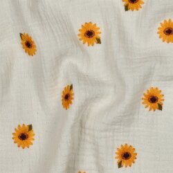 Musselin Bestickt SonnenBlumen - natur