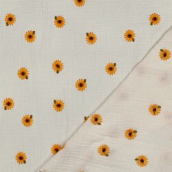 Musselin Bestickt SonnenBlumen - natur