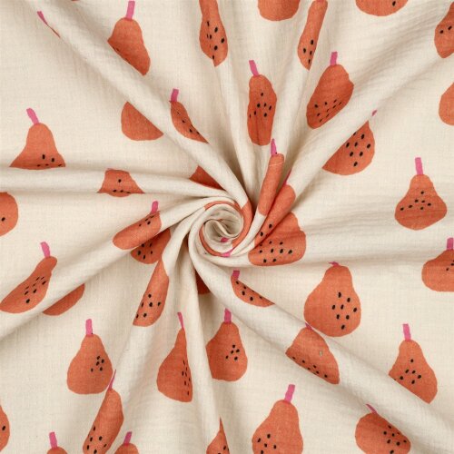 Musselin Organic Jennifer Bouron Birnen - natur/pfirsich