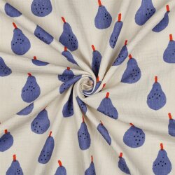 Musselin Organic Jennifer Bouron Birnen - natur/rauchblau