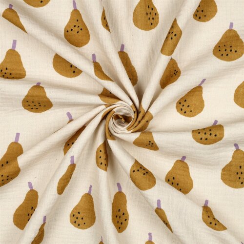 Musselin Organic Jennifer Bouron Birnen - natur/senf