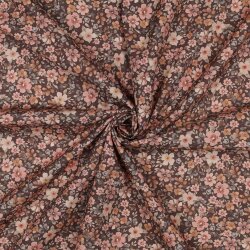 Baumwollpopeline kleines Blumenmeer - braun