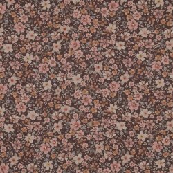 Baumwollpopeline kleines Blumenmeer - braun