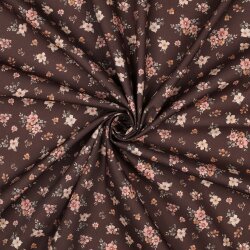 Baumwollpopeline kleine Blumensträuße - braun