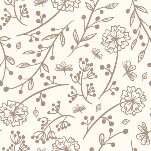 Baumwolljersey feine Blumenranken - creme