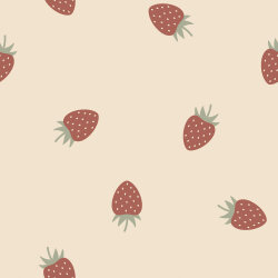 Baumwolljersey Erdbeeren - cremebeige
