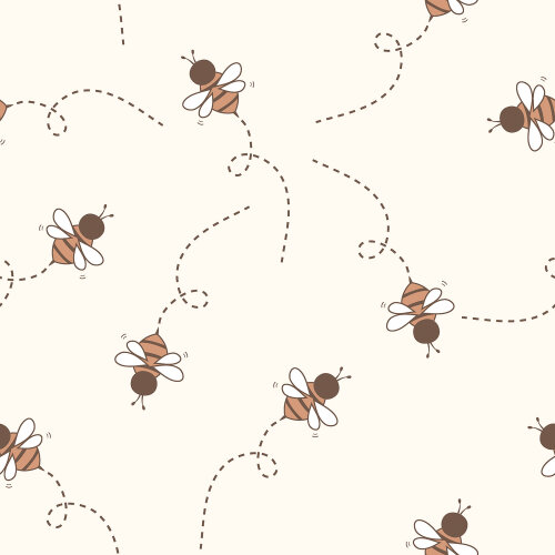 Terry Crêpe süße Bienen - creme