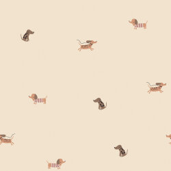 Baumwolljersey lustige Dackel - cremebeige
