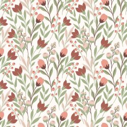 Baumwolljersey zarte Blumenwiese - creme