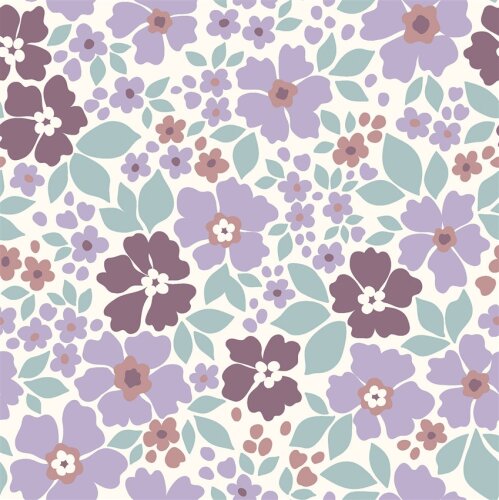 Baumwolljersey große bunte Blüten - creme