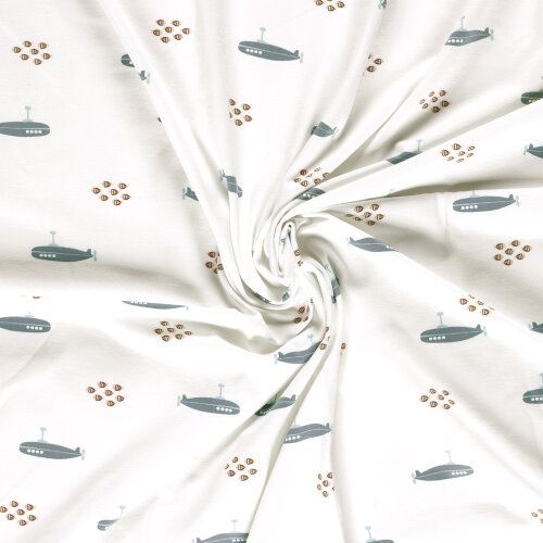 Baumwolljersey U-Boote - creme