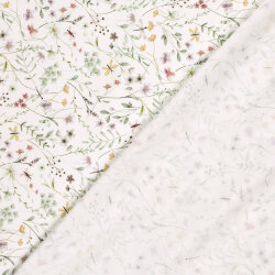 Baumwolljersey Organic Digital Sommerblumen - creme