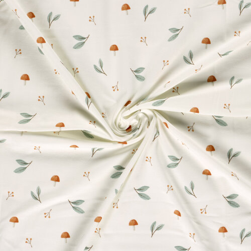 Baumwolljersey Organic Digital Pilze - creme