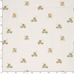 Baumwolljersey Organic Digital Tiere in Autos - creme