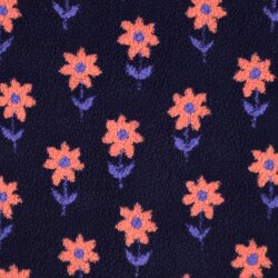 Teddystoff Blumen- dunkelblau