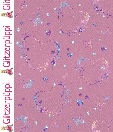Ganzjahressweat Glitzerpüppi Digital  Diamantherzen - altantikpink