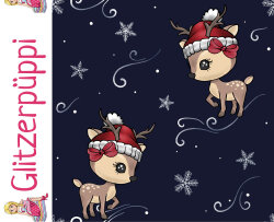 Ganzjahressweat Glitzerpüppi Digital Winterhirsch -...