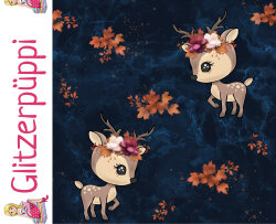 French Terry Glitzerpüppi Digital Blumenhirsch -...