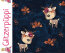 French Terry Glitzerpüppi Digital Blumenhirsch - dunkelblau