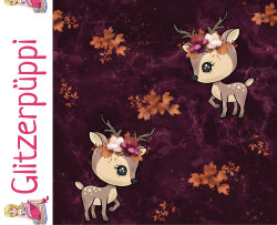 French Terry Glitzerpüppi Digital Blumenhirsch -...
