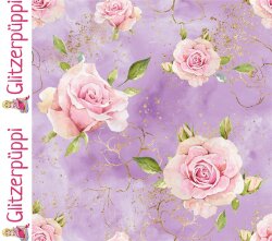 French Terry Glitzerpüppi Digital Rosen - helllila